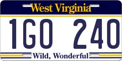 WV license plate 1GO240