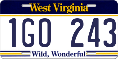 WV license plate 1GO243