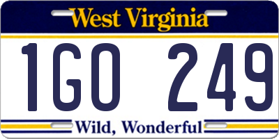 WV license plate 1GO249