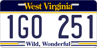 WV license plate 1GO251