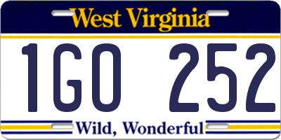 WV license plate 1GO252