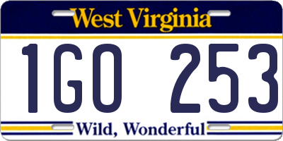 WV license plate 1GO253