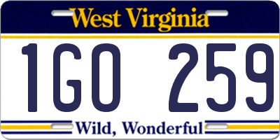 WV license plate 1GO259