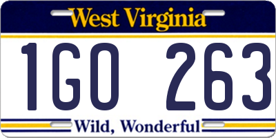 WV license plate 1GO263