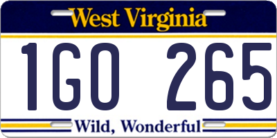 WV license plate 1GO265