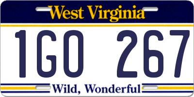 WV license plate 1GO267