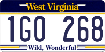 WV license plate 1GO268