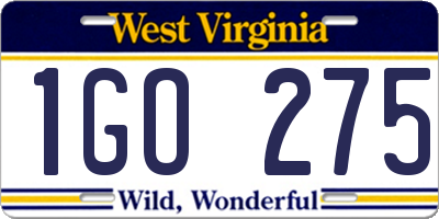 WV license plate 1GO275