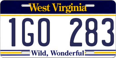 WV license plate 1GO283