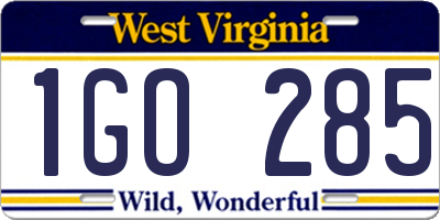 WV license plate 1GO285