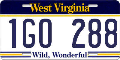 WV license plate 1GO288