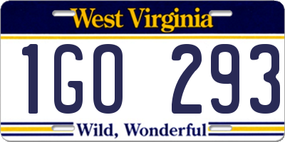 WV license plate 1GO293