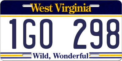 WV license plate 1GO298
