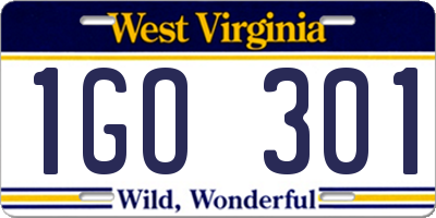 WV license plate 1GO301