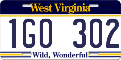 WV license plate 1GO302