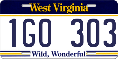 WV license plate 1GO303