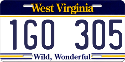 WV license plate 1GO305