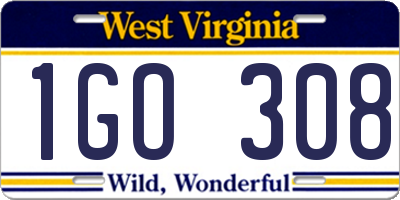 WV license plate 1GO308