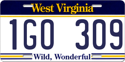 WV license plate 1GO309