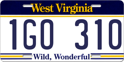 WV license plate 1GO310