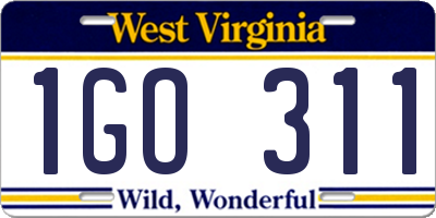 WV license plate 1GO311