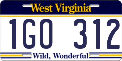 WV license plate 1GO312