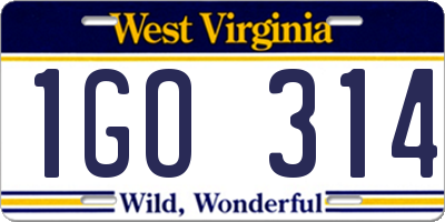 WV license plate 1GO314