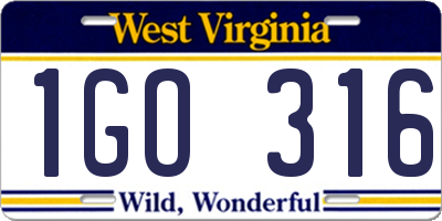 WV license plate 1GO316