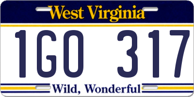 WV license plate 1GO317