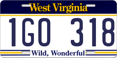 WV license plate 1GO318