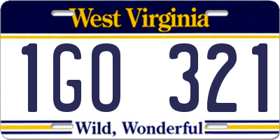 WV license plate 1GO321