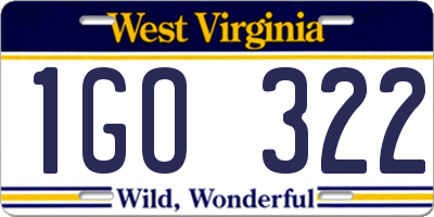 WV license plate 1GO322