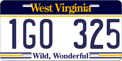 WV license plate 1GO325
