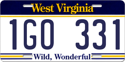WV license plate 1GO331