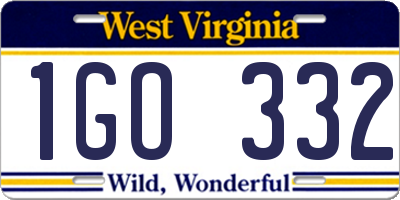 WV license plate 1GO332