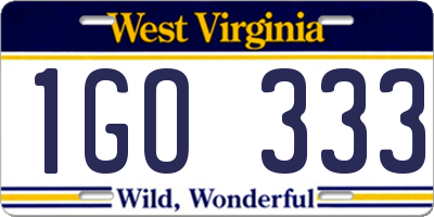 WV license plate 1GO333