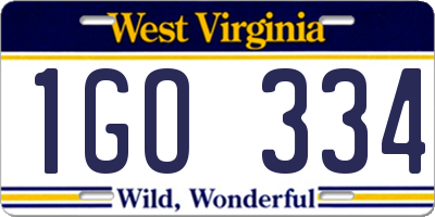 WV license plate 1GO334