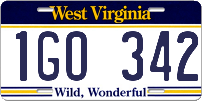 WV license plate 1GO342
