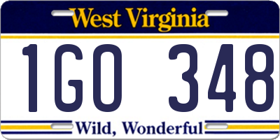 WV license plate 1GO348