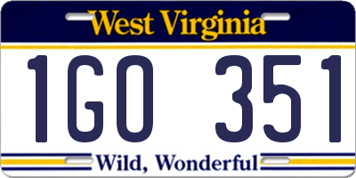 WV license plate 1GO351