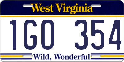 WV license plate 1GO354