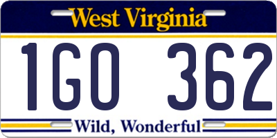 WV license plate 1GO362