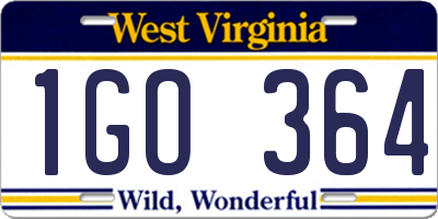 WV license plate 1GO364
