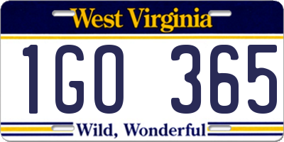 WV license plate 1GO365