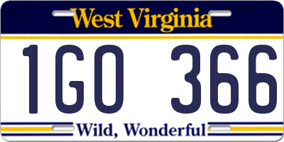 WV license plate 1GO366
