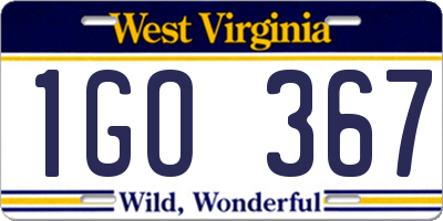 WV license plate 1GO367