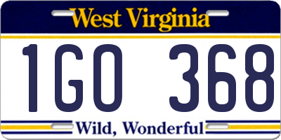 WV license plate 1GO368