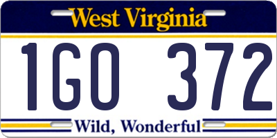 WV license plate 1GO372