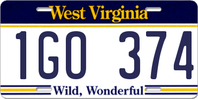 WV license plate 1GO374