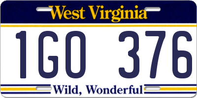 WV license plate 1GO376